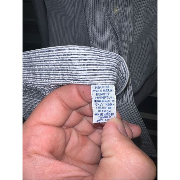 Navy & White Polo Ralph Lauren Button Contrast Collar Down Shirt Size XL - Picture 7 of 8